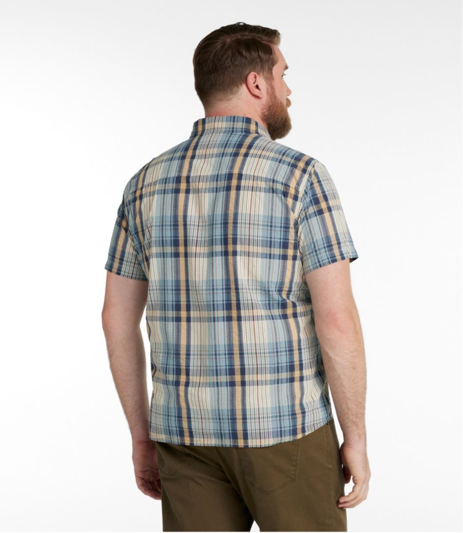 L.L.Bean | Men's Signature Seersucker Madras Shirt, Slightly Fitted, Short-Sleeve