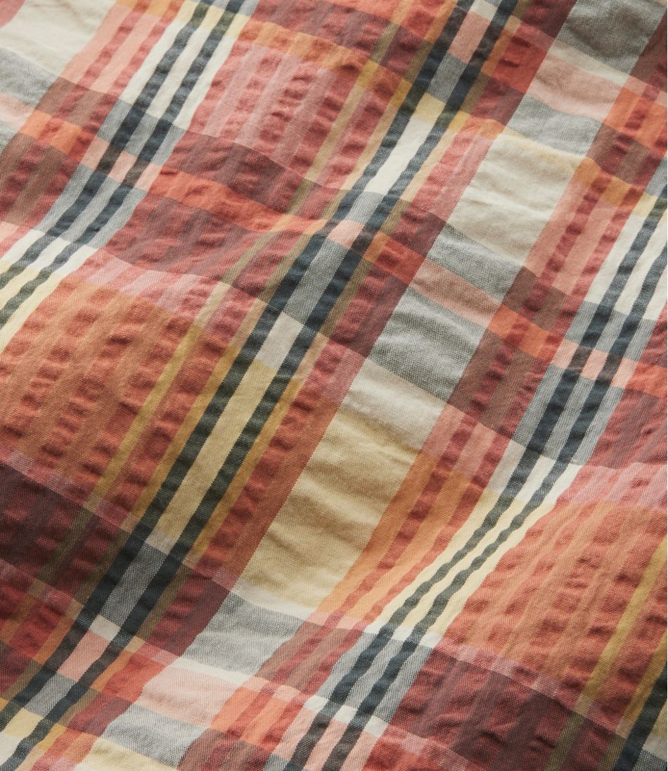 L.L.Bean | Men's Signature Seersucker Madras Shirt, Slightly Fitted, Short-Sleeve