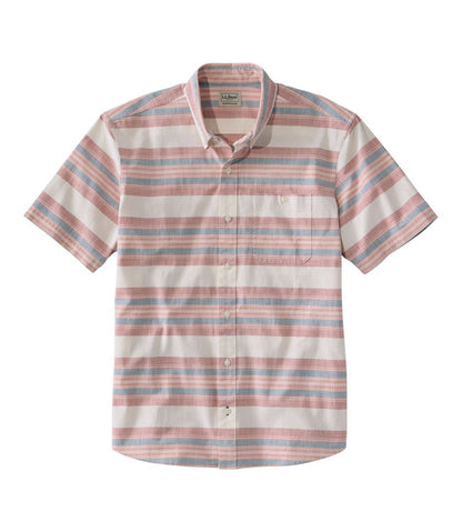 L.L.Bean | Men's Comfort Stretch Chambray Shirt, Traditional Untucked Fit, Short-Sleeve, Stripe