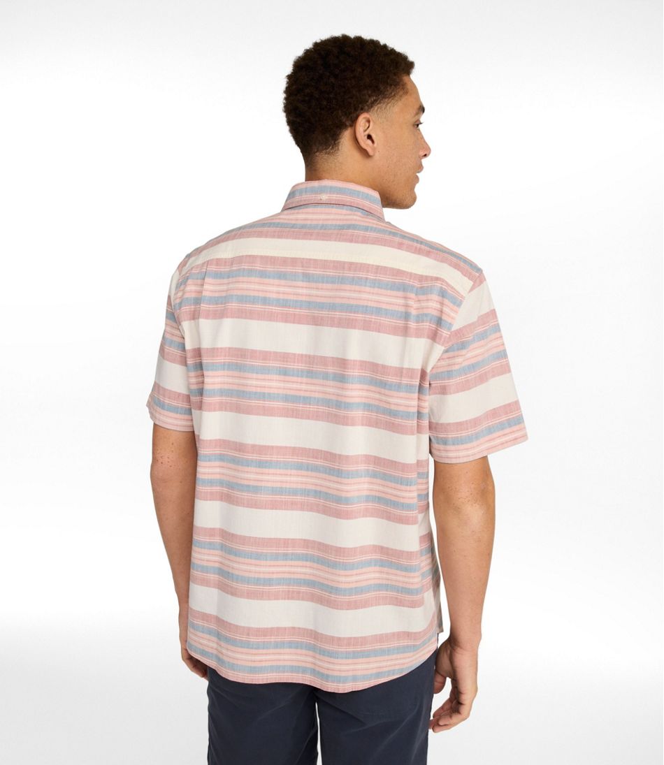 L.L.Bean | Men's Comfort Stretch Chambray Shirt, Traditional Untucked Fit, Short-Sleeve, Stripe