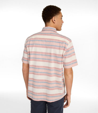 L.L.Bean | Men's Comfort Stretch Chambray Shirt, Traditional Untucked Fit, Short-Sleeve, Stripe