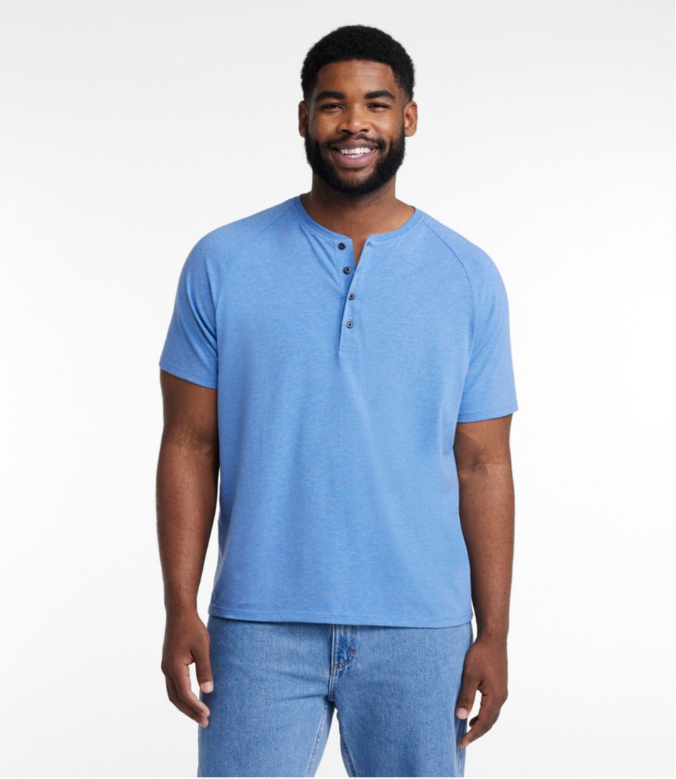 L.L.Bean | Men's Comfort Stretch Pima Tee Shirt, Short-Sleeve Henley