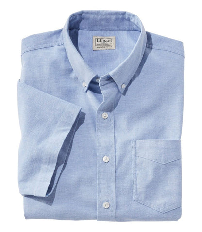 L.L.Bean | Men's Comfort Stretch® Oxford Shirt, Slightly Fitted Untucked Fit, Short-Sleeve