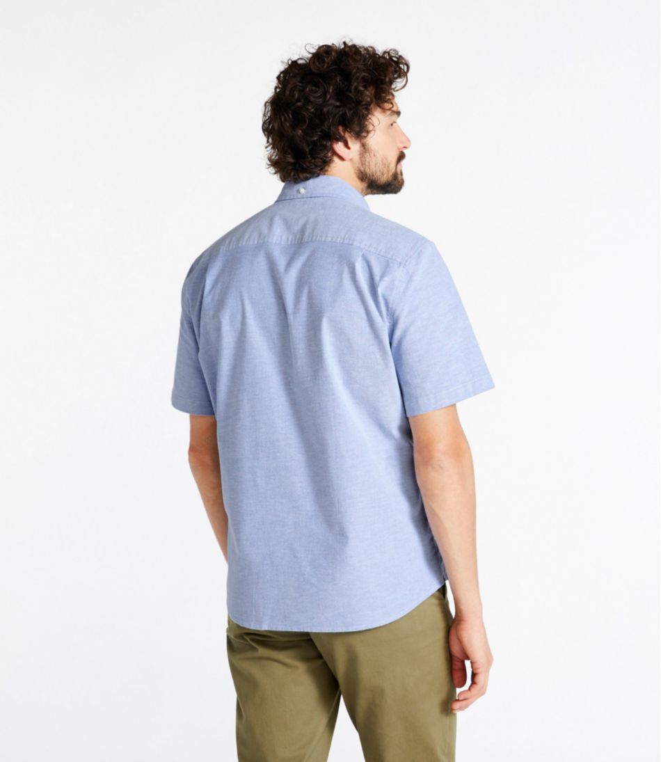 L.L.Bean | Men's Comfort Stretch® Oxford Shirt, Slightly Fitted Untucked Fit, Short-Sleeve