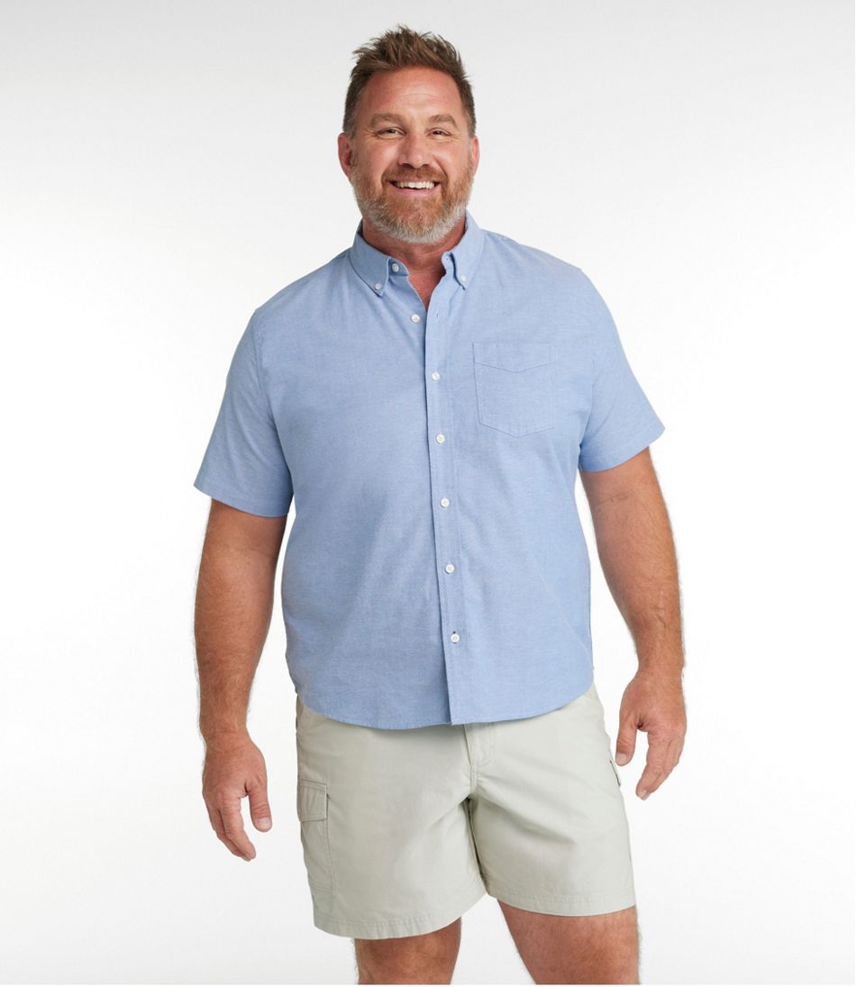 L.L.Bean | Men's Comfort Stretch® Oxford Shirt, Slightly Fitted Untucked Fit, Short-Sleeve