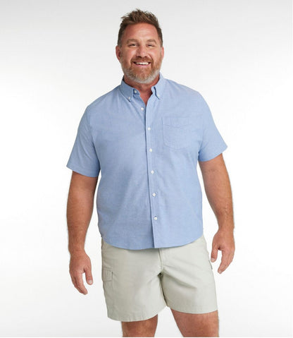 L.L.Bean | Men's Comfort Stretch® Oxford Shirt, Slightly Fitted Untucked Fit, Short-Sleeve
