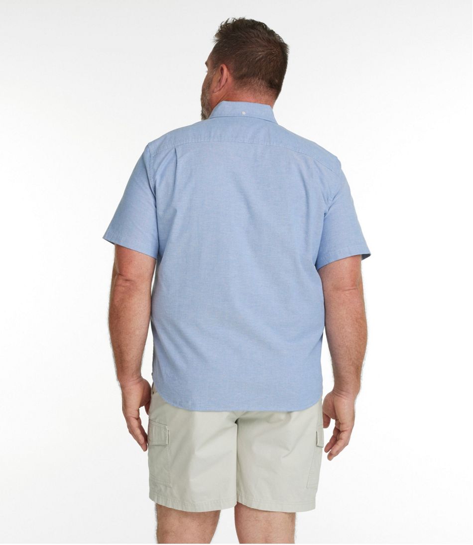 L.L.Bean | Men's Comfort Stretch® Oxford Shirt, Slightly Fitted Untucked Fit, Short-Sleeve