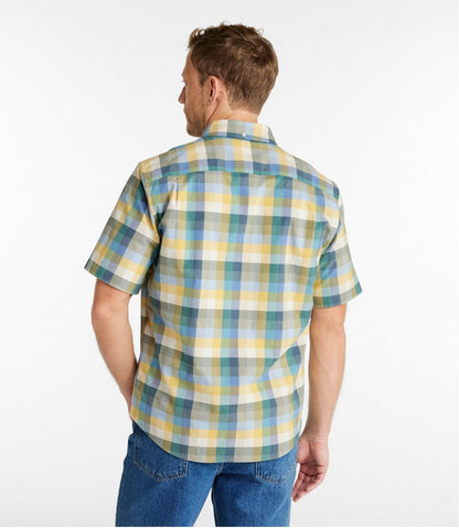 L.L.Bean | Men's Comfort Stretch® Oxford, Slightly Fitted Untucked Fit, Short-Sleeve, Plaid
