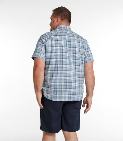 L.L.Bean | Men's Comfort Stretch® Oxford, Slightly Fitted Untucked Fit, Short-Sleeve, Plaid