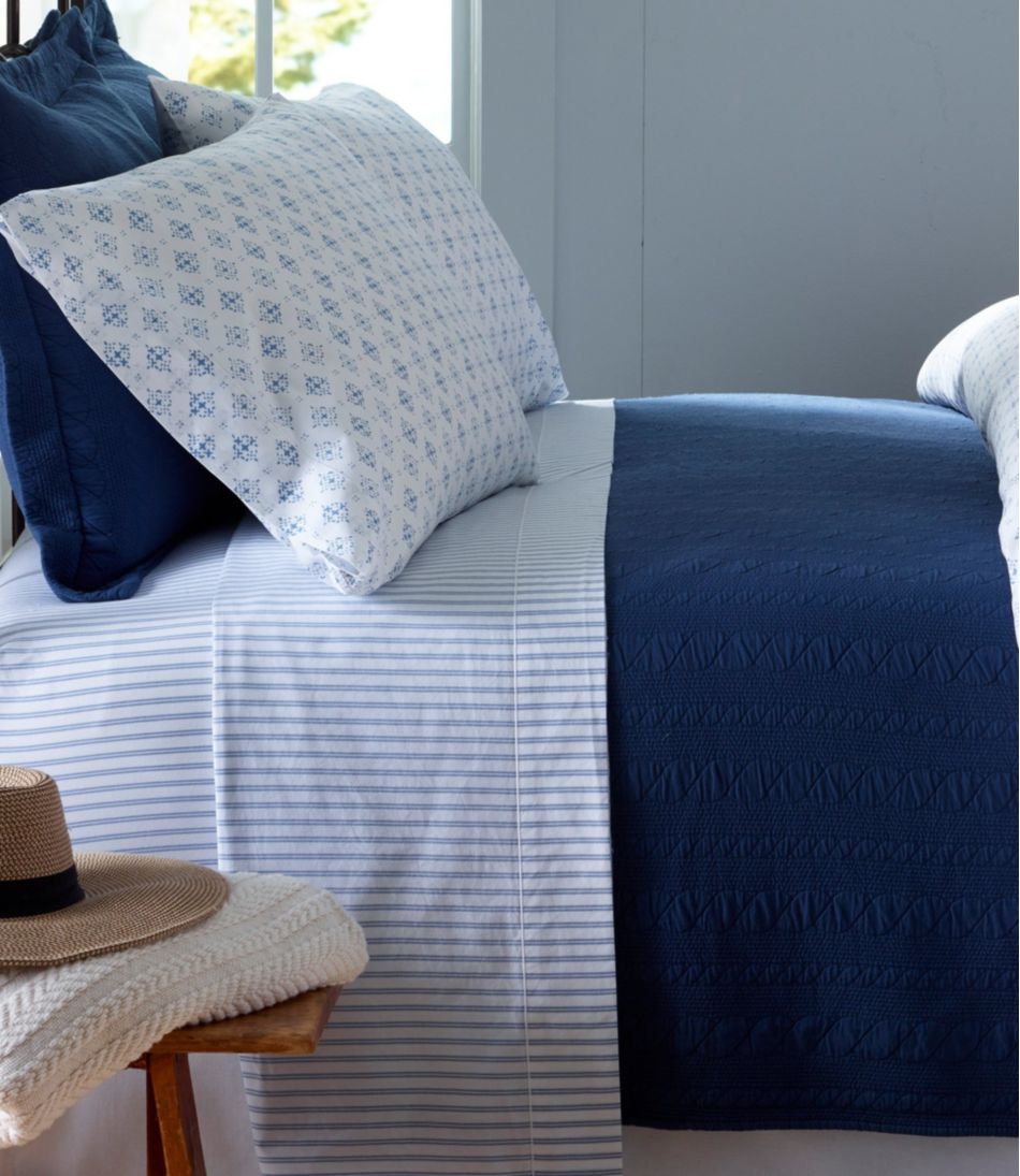 L.L.Bean | Premium Egyptian Percale Sheet Collection, Stripe