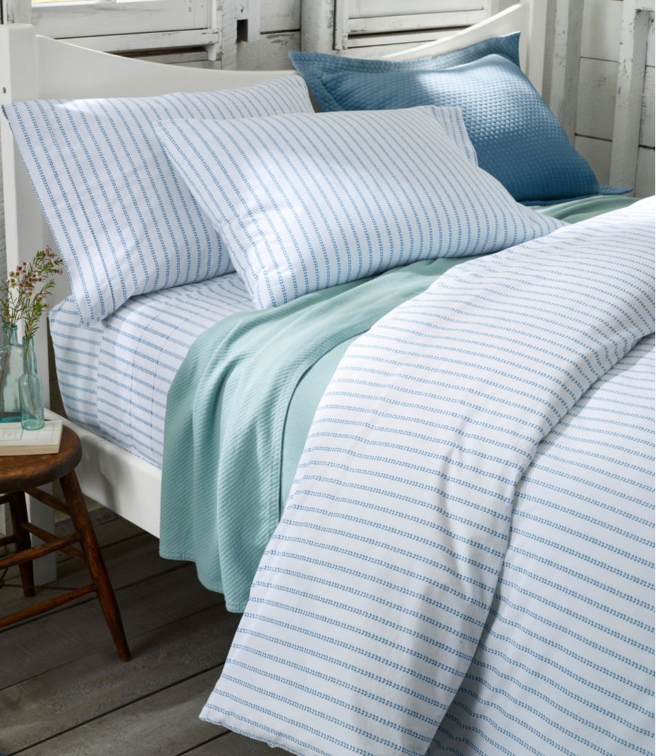 L.L.Bean | Sunwashed Percale Sheet Collection, Stripe Leaf