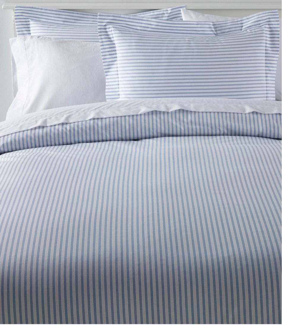 L.L.Bean | Premium Egyptian Percale Comforter Cover Collection, Stripe