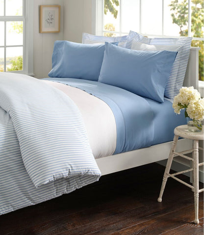 L.L.Bean | Premium Egyptian Percale Comforter Cover Collection, Stripe