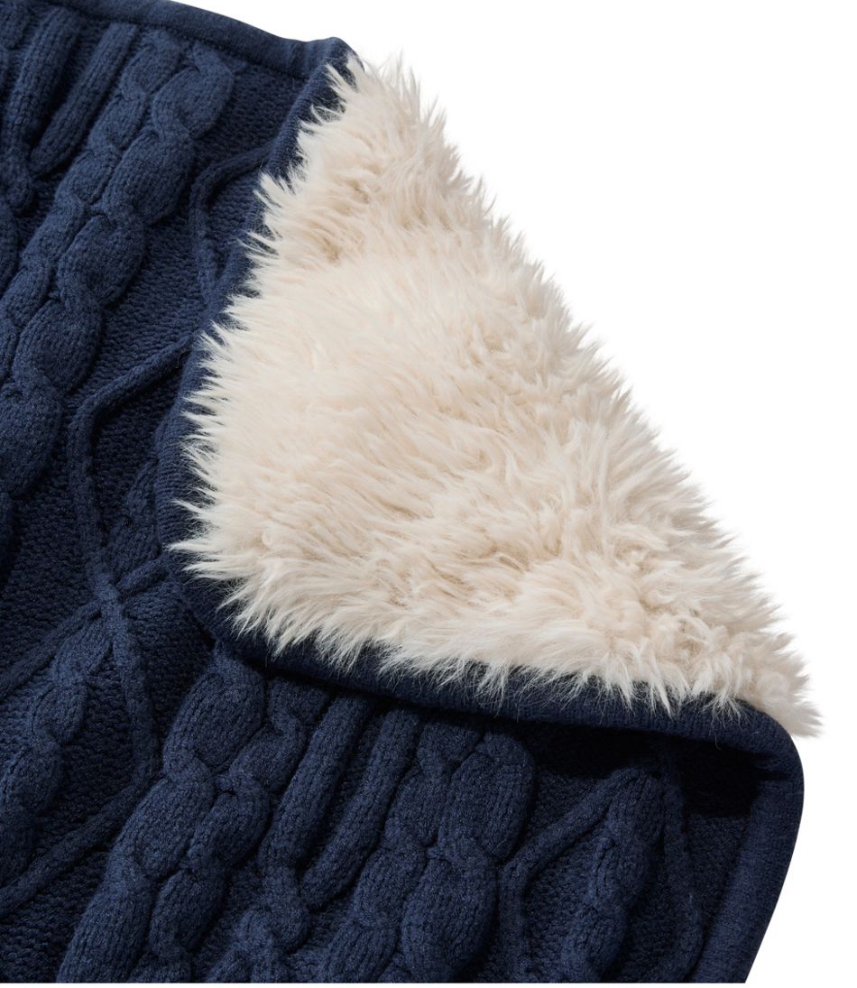 L.L.Bean | 1912 Heritage Knit Faux Fur Throw, Cable