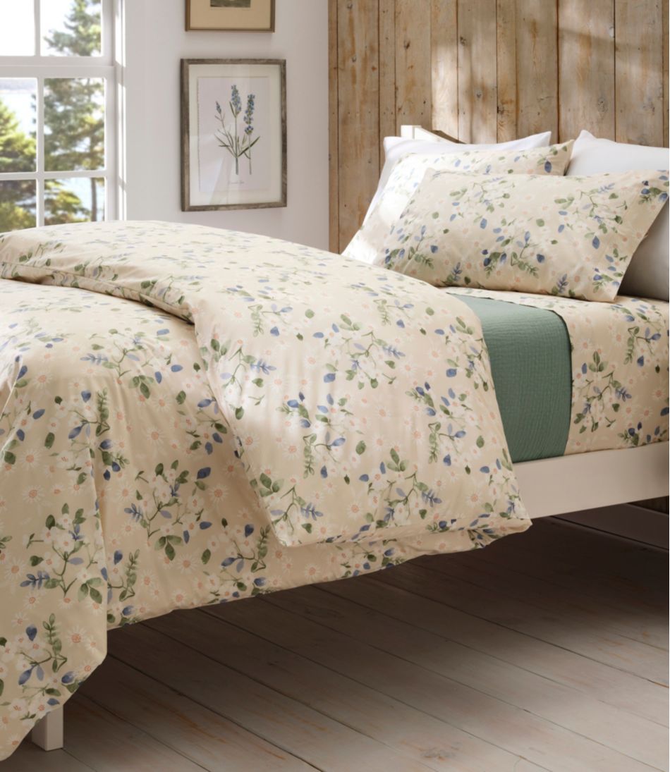 L.L.Bean | Premium Egyptian Percale Comforter Cover Collection, Daisy