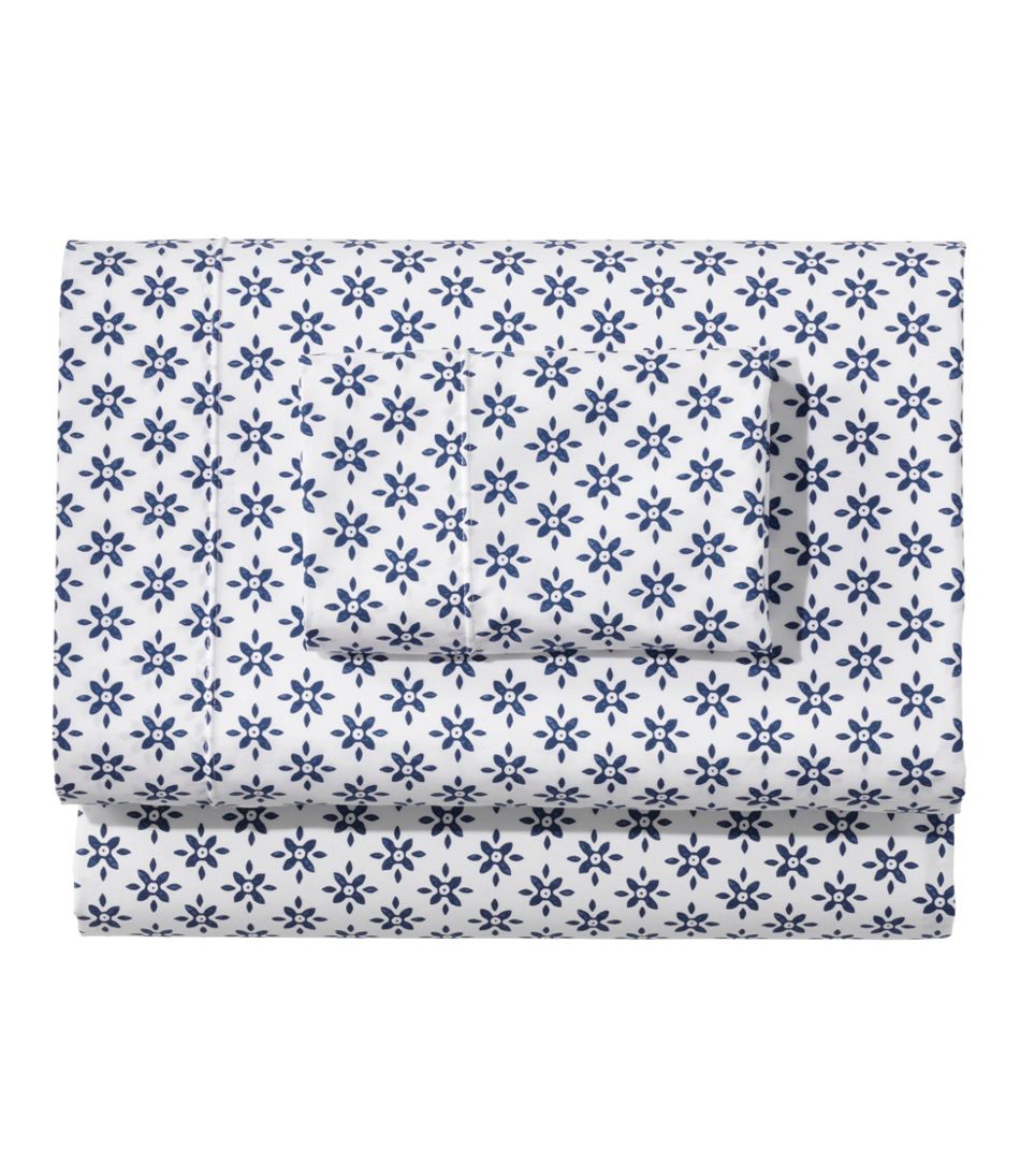 L.L.Bean | Sunwashed Percale Sheet Collection, Block Floral Print