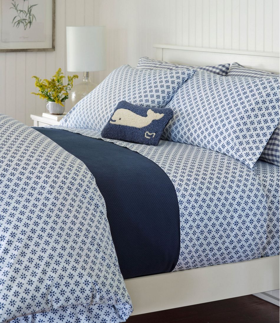 L.L.Bean | Sunwashed Percale Sheet Collection, Block Floral Print