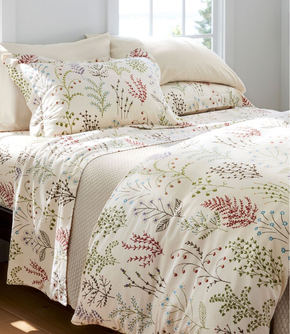 L.L.Bean | Botanical Floral Flannel Comforter Cover Collection