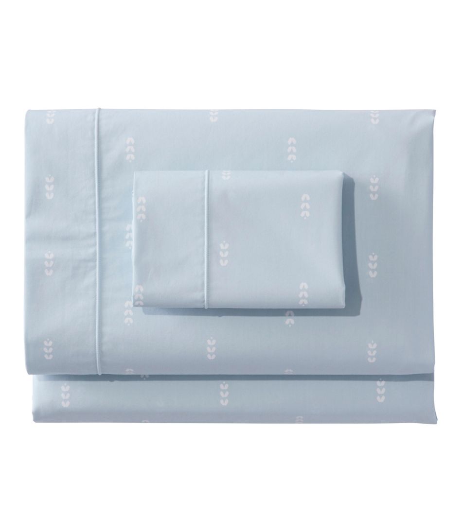 L.L.Bean | Sunwashed Percale Sheet Collection, Stamped Leaf Print