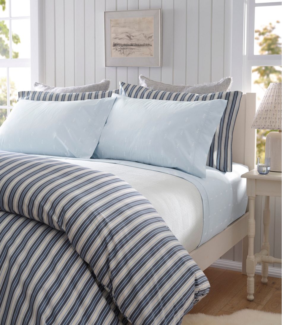 L.L.Bean | Sunwashed Percale Sheet Collection, Stamped Leaf Print