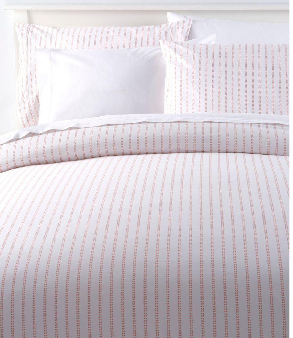 L.L.Bean | Sunwashed Percale Comforter Cover, Stripe Leaf