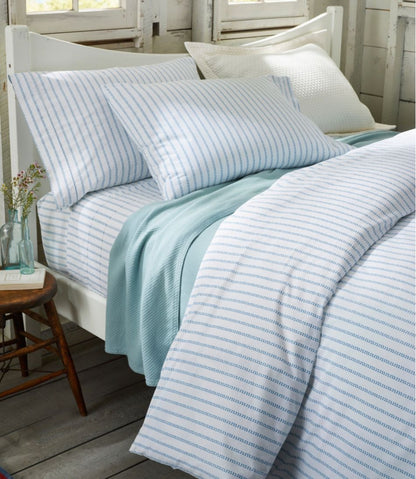 L.L.Bean | Sunwashed Percale Comforter Cover, Stripe Leaf