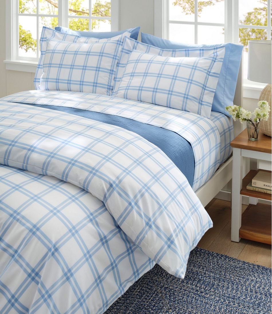 L.L.Bean | 280-Thread-Count Pima Cotton Percale Comforter Cover Collection, Windowpane