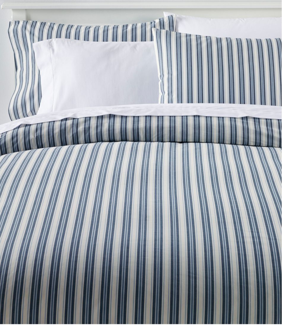 L.L.Bean | Sunwashed Percale Comforter Cover, Stripe