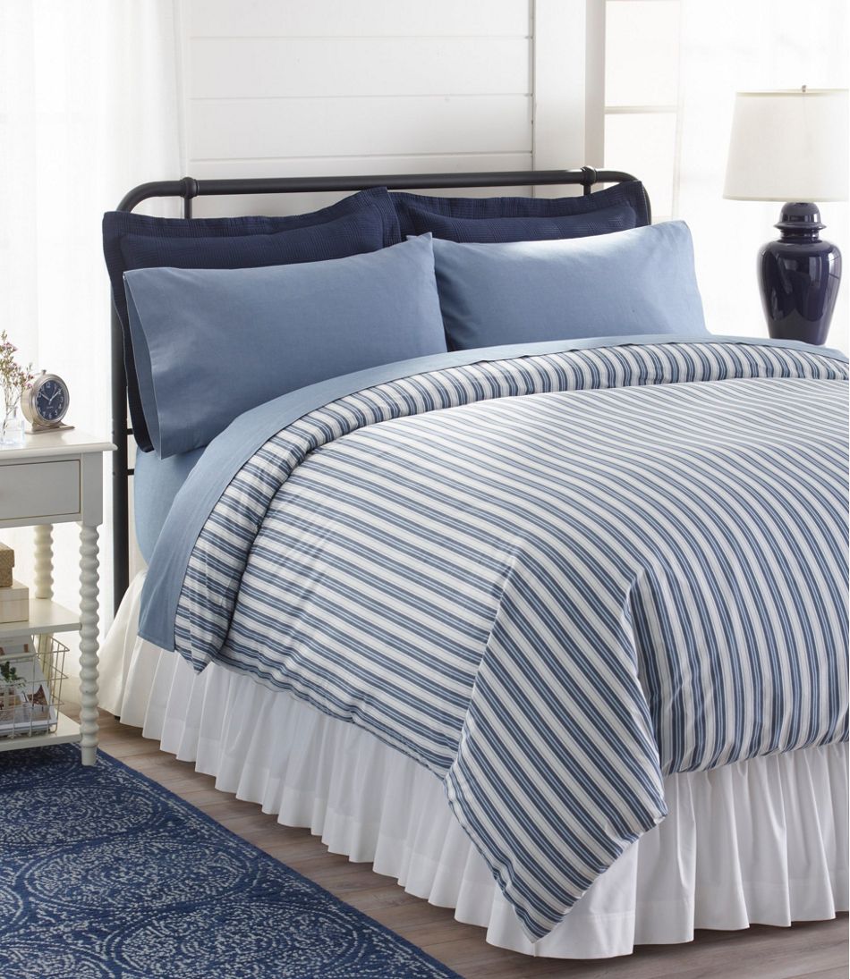 L.L.Bean | Sunwashed Percale Comforter Cover, Stripe
