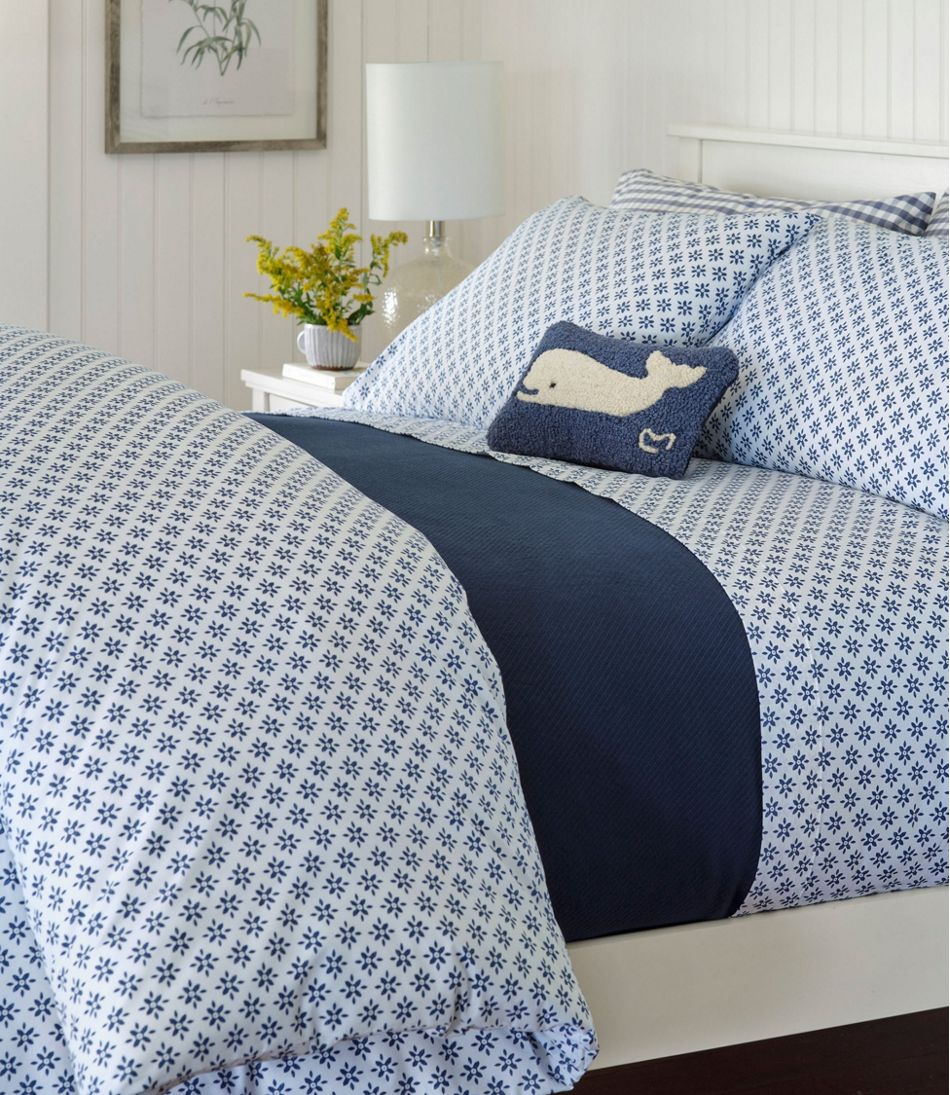 L.L.Bean | Sunwashed Percale Comforter Cover, Block Floral Print