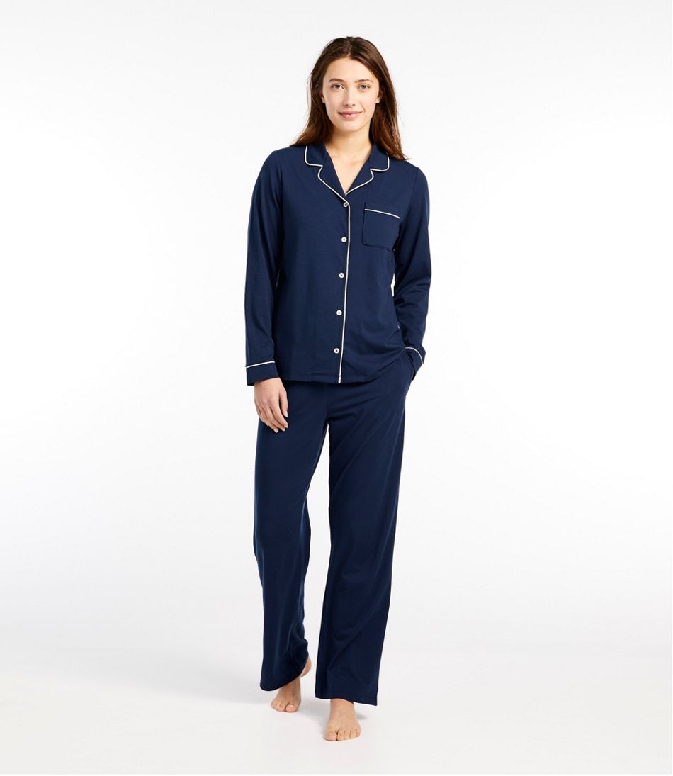 L.L.Bean | Women's Super-Soft Shrink-Free Pajama Set, Button-Front