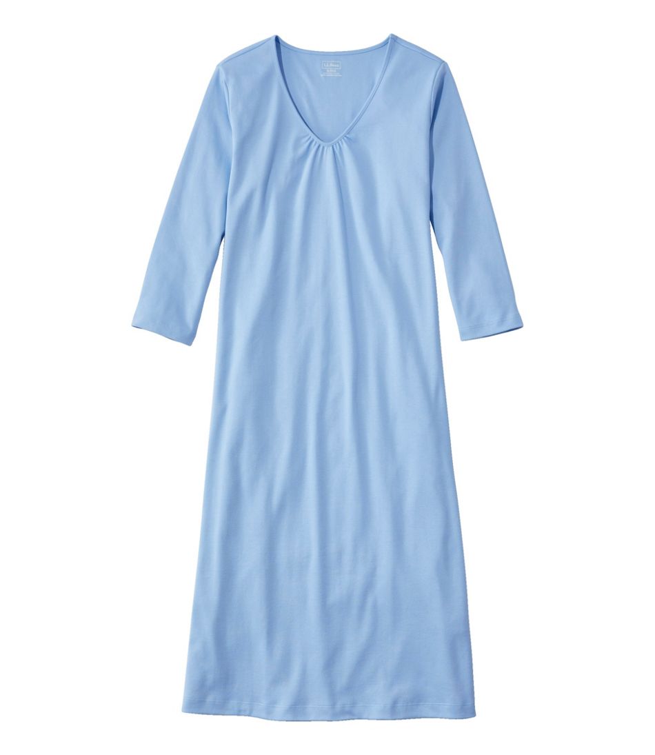 L.L.Bean | Women's Supima Cotton Nightgown, V-Neck Three-Quarter-Sleeve