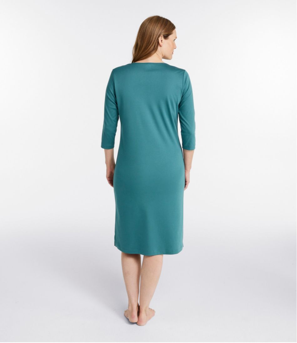 L.L.Bean | Women's Supima Cotton Nightgown, V-Neck Three-Quarter-Sleeve