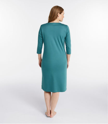 L.L.Bean | Women's Supima Cotton Nightgown, V-Neck Three-Quarter-Sleeve