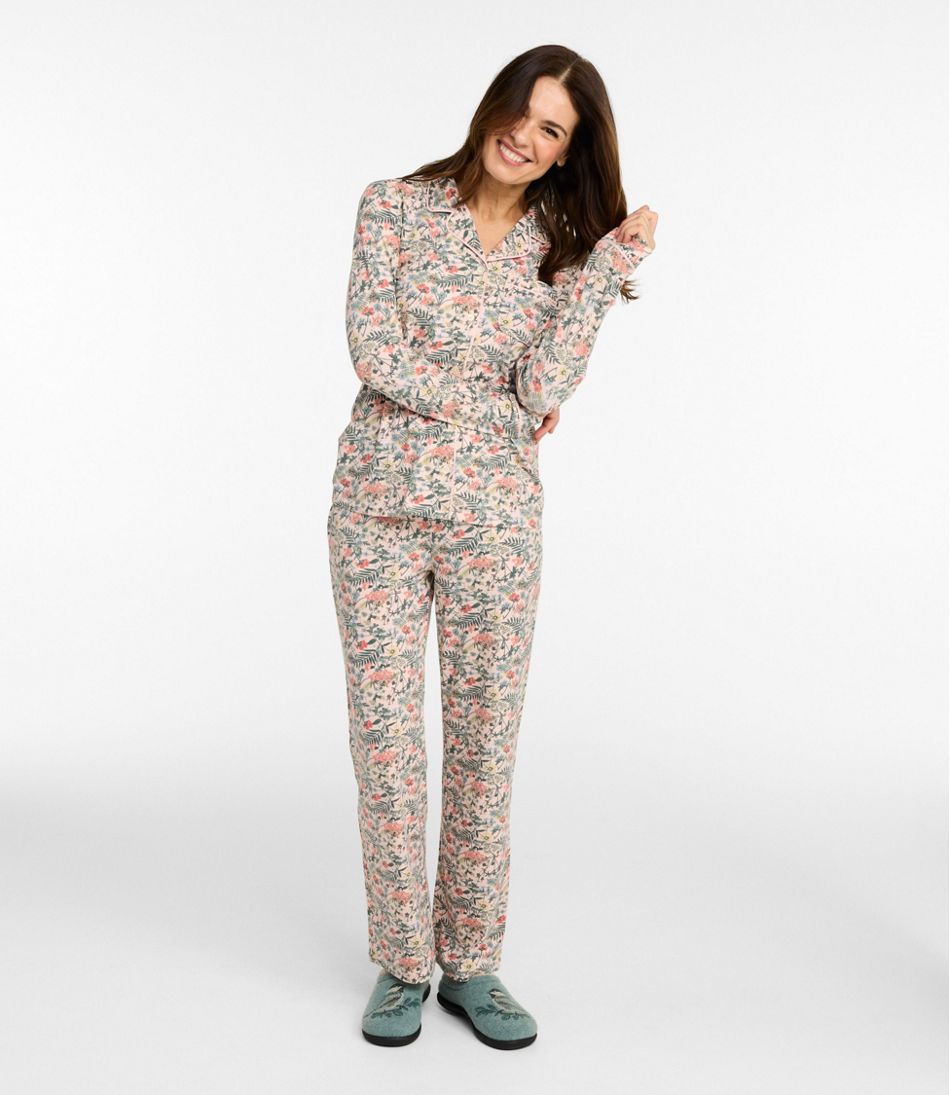 L.L.Bean | Women's Super-Soft Shrink-Free Pajama Set, Button-Front
