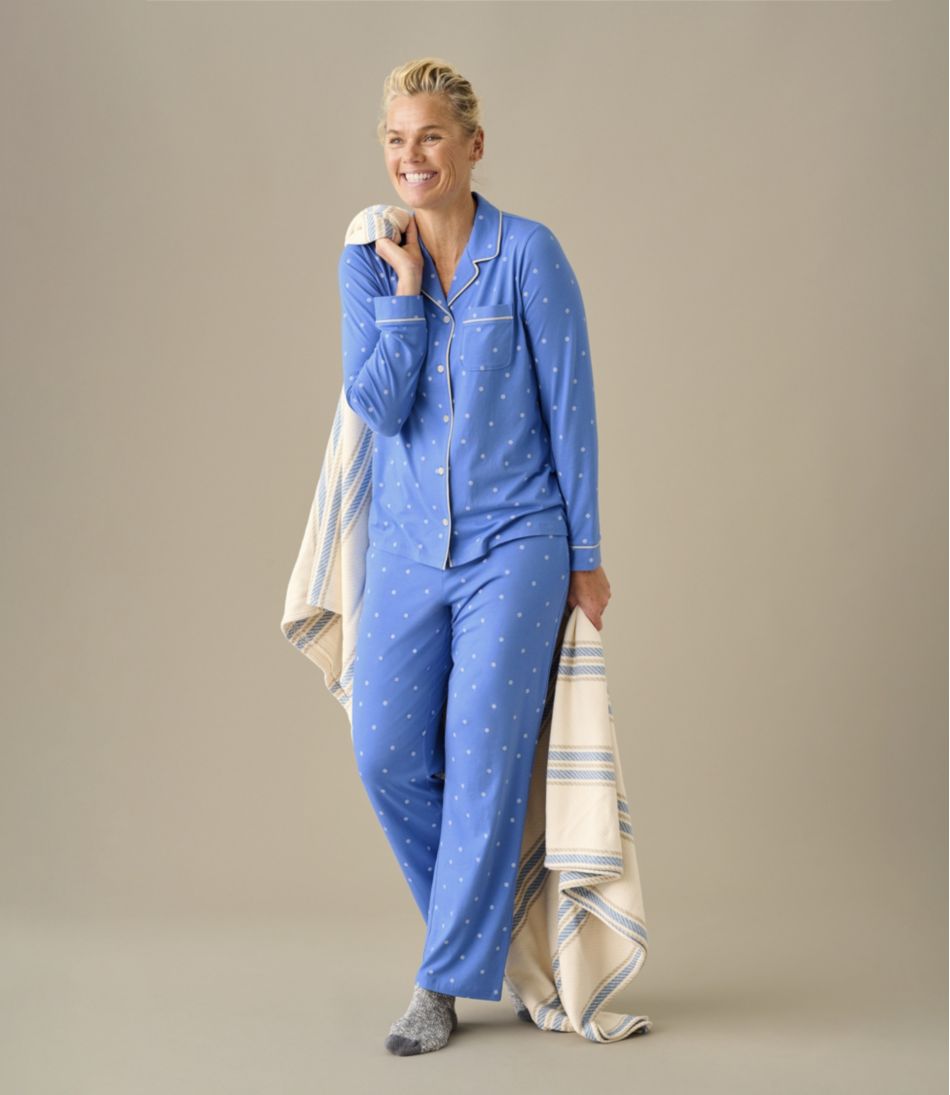 L.L.Bean | Women's Super-Soft Shrink-Free Pajama Set, Button-Front