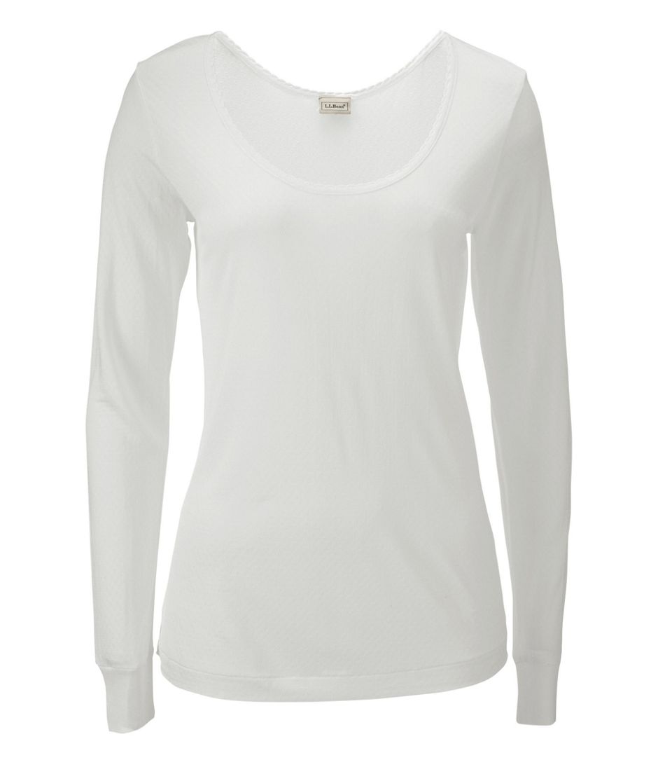 L.L.Bean | Women's Silk Pointelle, Long-Sleeve Scoopneck