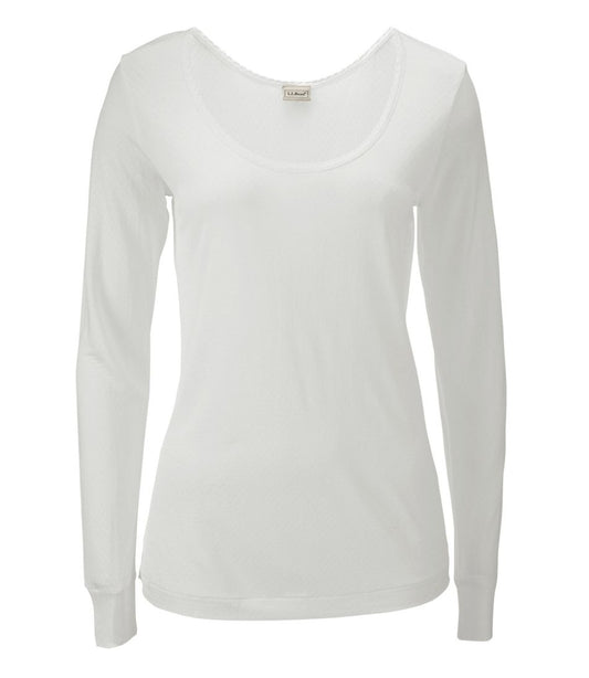 L.L.Bean | Women's Silk Pointelle, Long-Sleeve Scoopneck