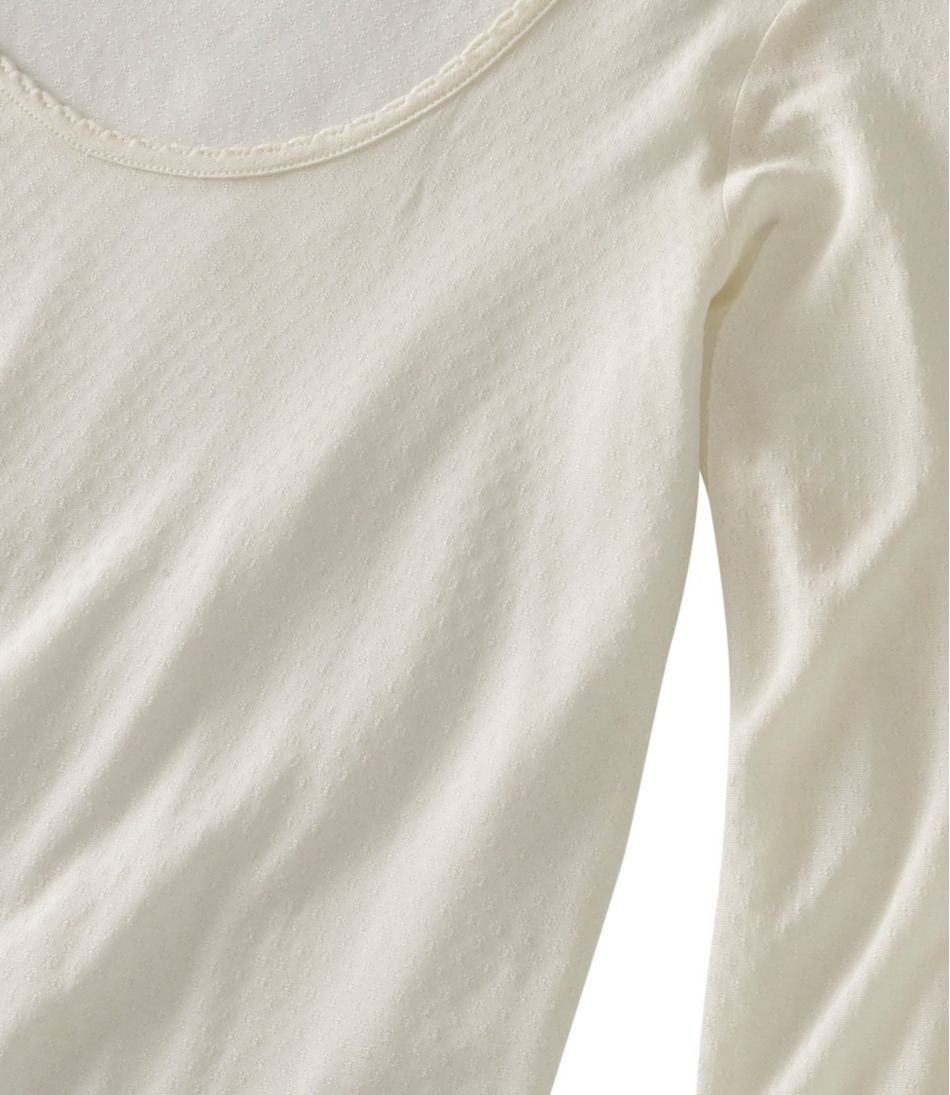 L.L.Bean | Women's Silk Pointelle, Long-Sleeve Scoopneck