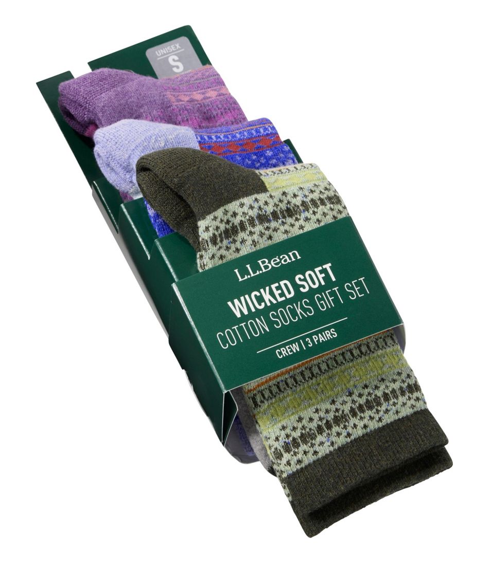 L.L.Bean | Adults' Wicked Soft Cotton Socks Fair Isle Gift Set, 3-Pack