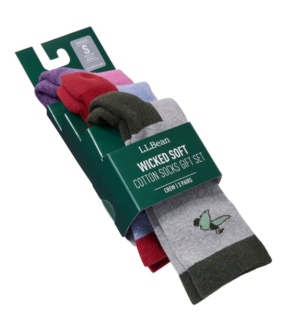 L.L.Bean | Adults' Wicked Soft Cotton Socks Animal Gift Set, 3-Pack