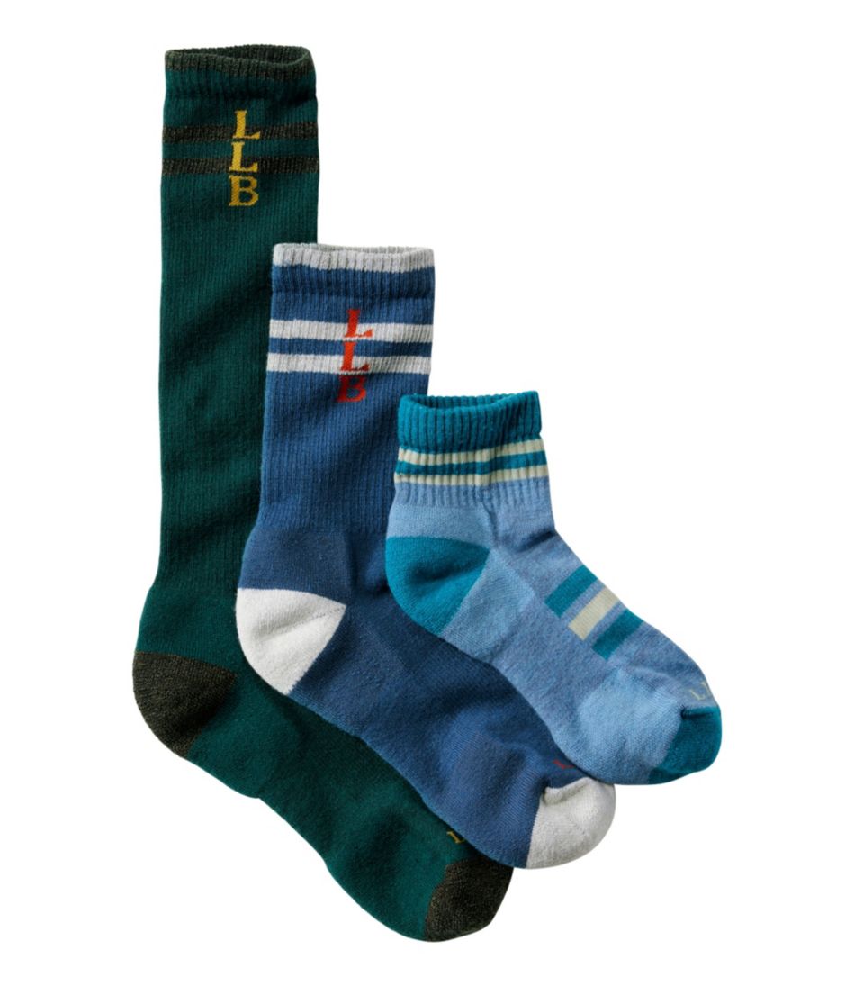 L.L.Bean | Adults' Katahdin Hiker Socks, 1/4 Crew Stripe