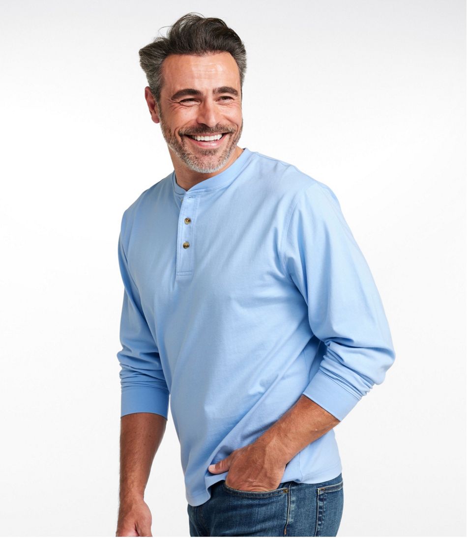 L.L.Bean | Men's Carefree Unshrinkable Tee, Traditional Fit, Long-Sleeve Henley