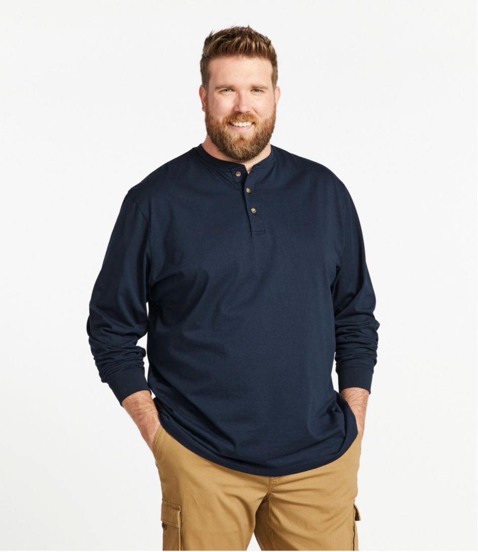 L.L.Bean | Men's Carefree Unshrinkable Tee, Traditional Fit, Long-Sleeve Henley