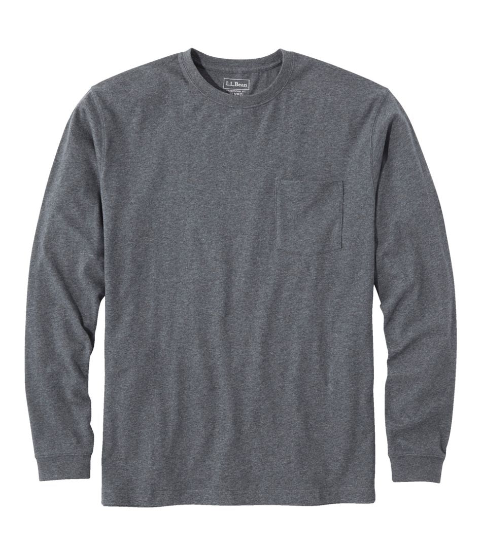 L.L.Bean | Men's Carefree Unshrinkable Tee with Pocket, Traditional Fit, Long-Sleeve