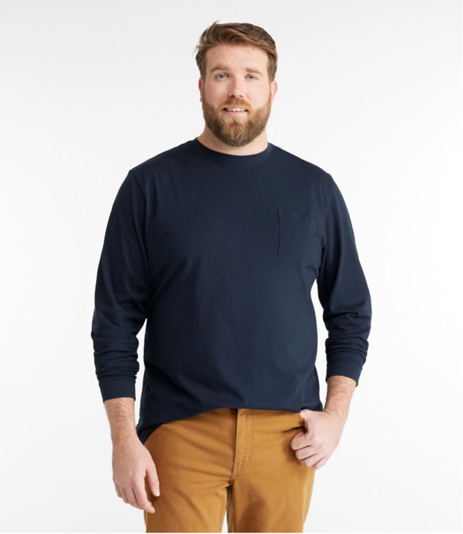 L.L.Bean | Men's Carefree Unshrinkable Tee with Pocket, Traditional Fit, Long-Sleeve