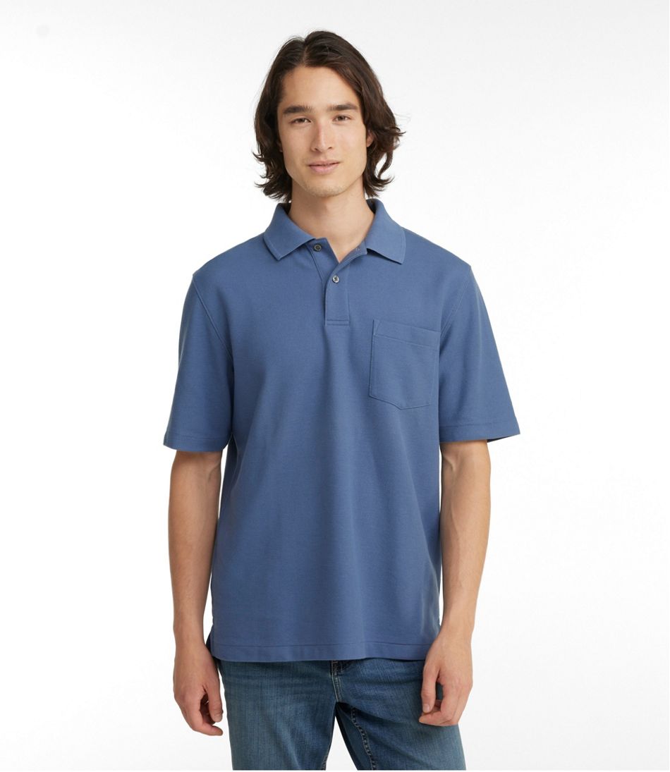 L.L.Bean | Men's Premium Double L® Polo, Hemmed Short-Sleeve with Pocket
