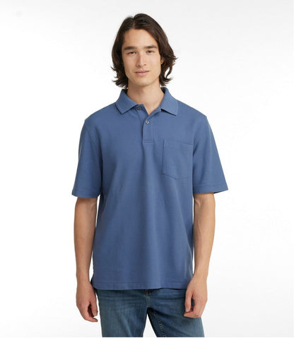 L.L.Bean | Men's Premium Double L® Polo, Hemmed Short-Sleeve with Pocket