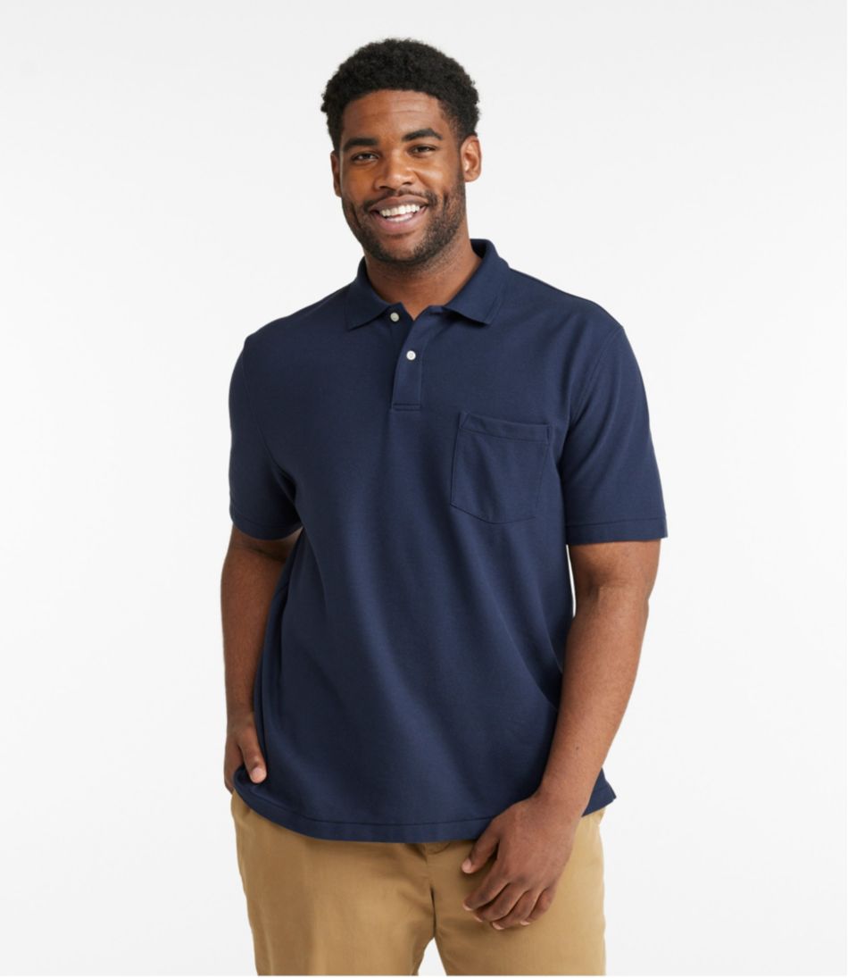 L.L.Bean | Men's Premium Double L® Polo, Hemmed Short-Sleeve with Pocket