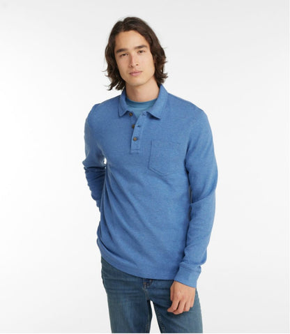 L.L.Bean | Men's Washed Cotton Double-Knit Polo, Long-Sleeve